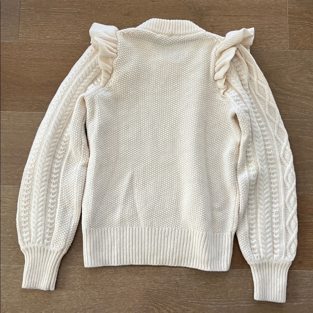 Madewell Hollydene Ruffle-Shoulder Pullover Sweater in Cream size XXS - Picture 4 of 8